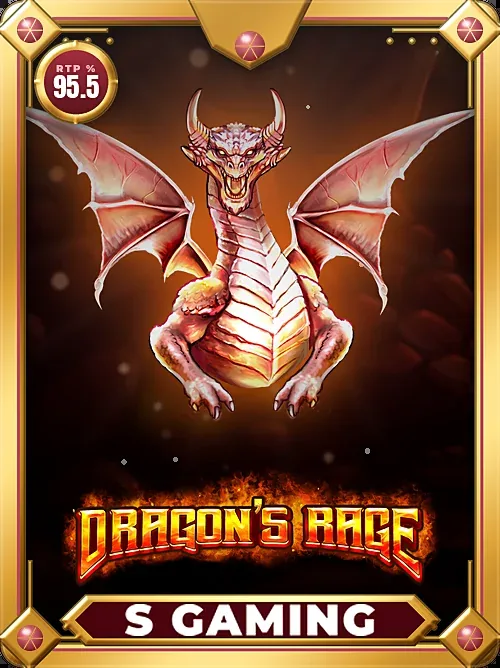 Dragon's Rage card frame in gold finish with RTP medallion and provider plate