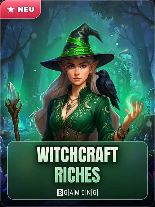 Witchcraft Riches glass card tile localised for the German market